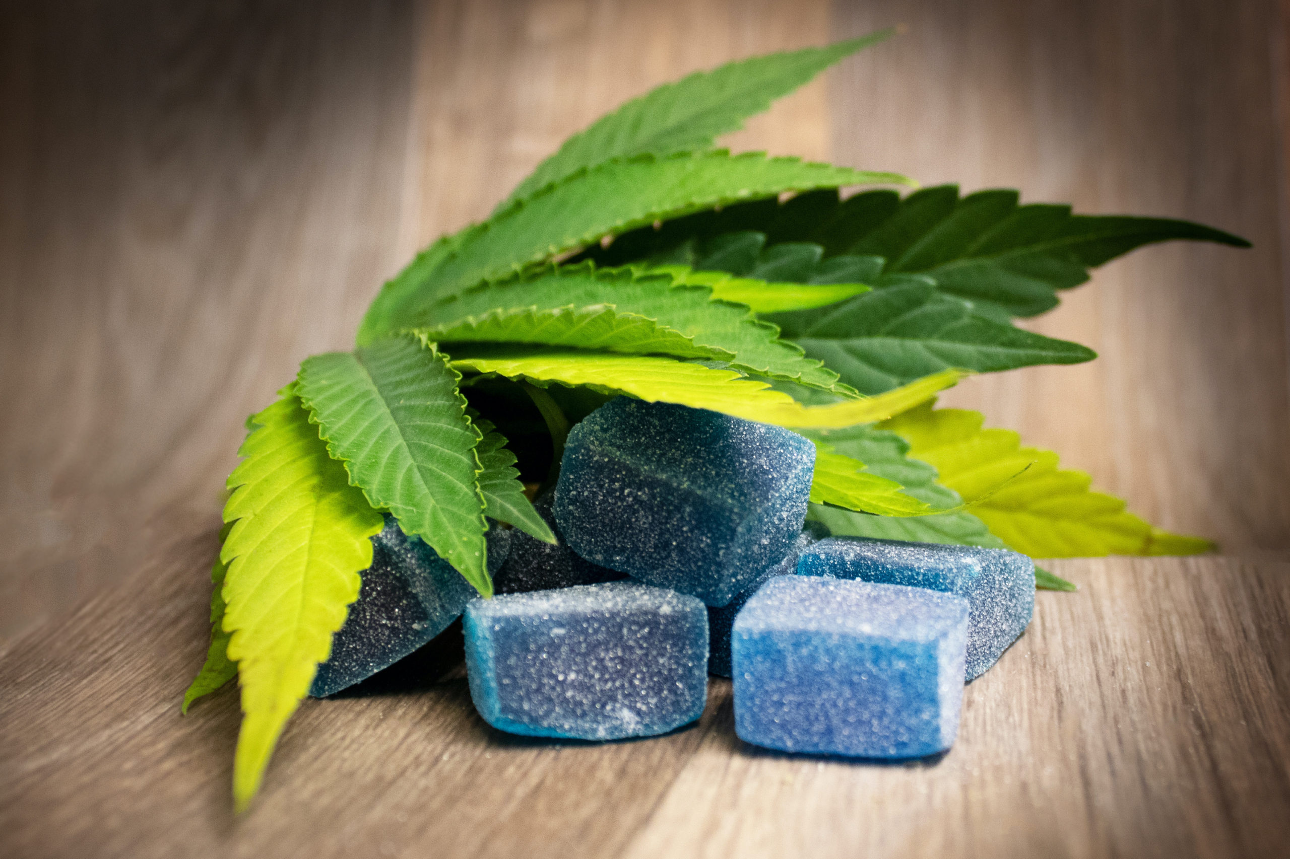 Blue Raspberry CBD Gummies with Hemp Leaf