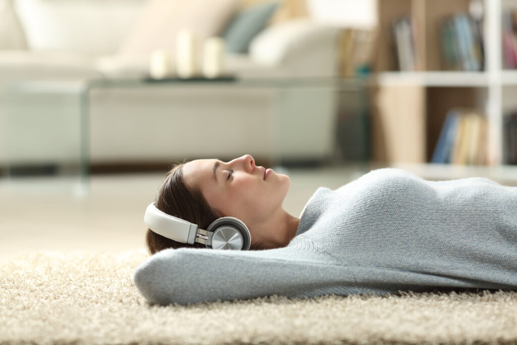 woman on cannabis relaxing